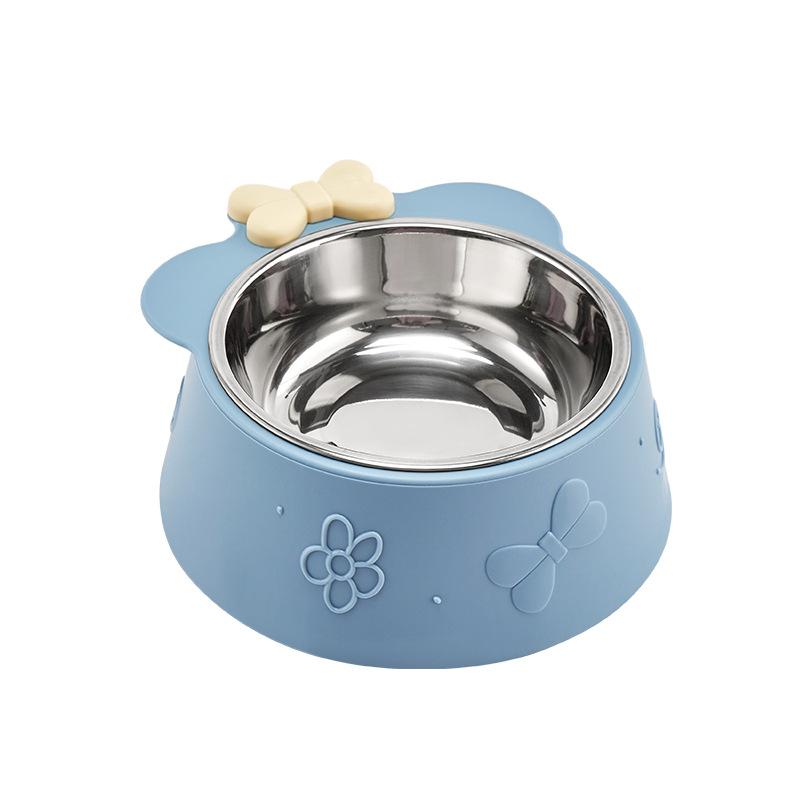 Miska pro domácí mazlíčky, super velká kapacita, miska pro psy, protiskluzová, proti převrácení, miska pro kočky z nerezové oceli, odnímatelná plastová miska s mašlí