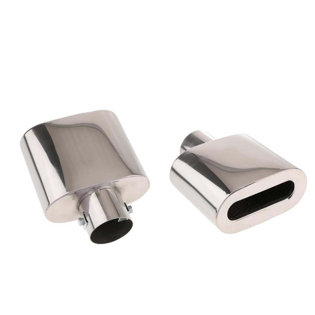 2PCS Car Truck Tail Throat Pipe Exhaust Trim Tips Muffler Silver uygun fiyatlı satın alın