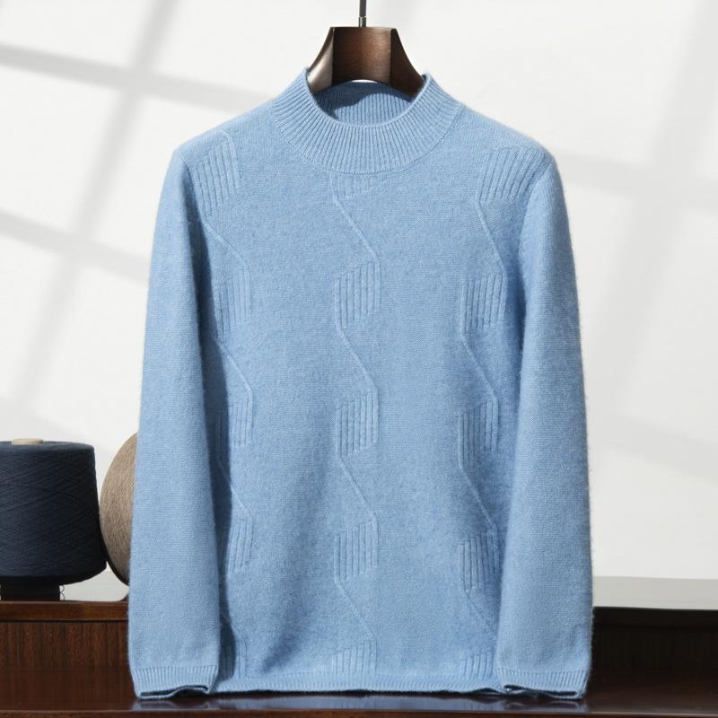 2025 high-end 100 cashmere shirt semi-turtleneck loose thickened inner sweater