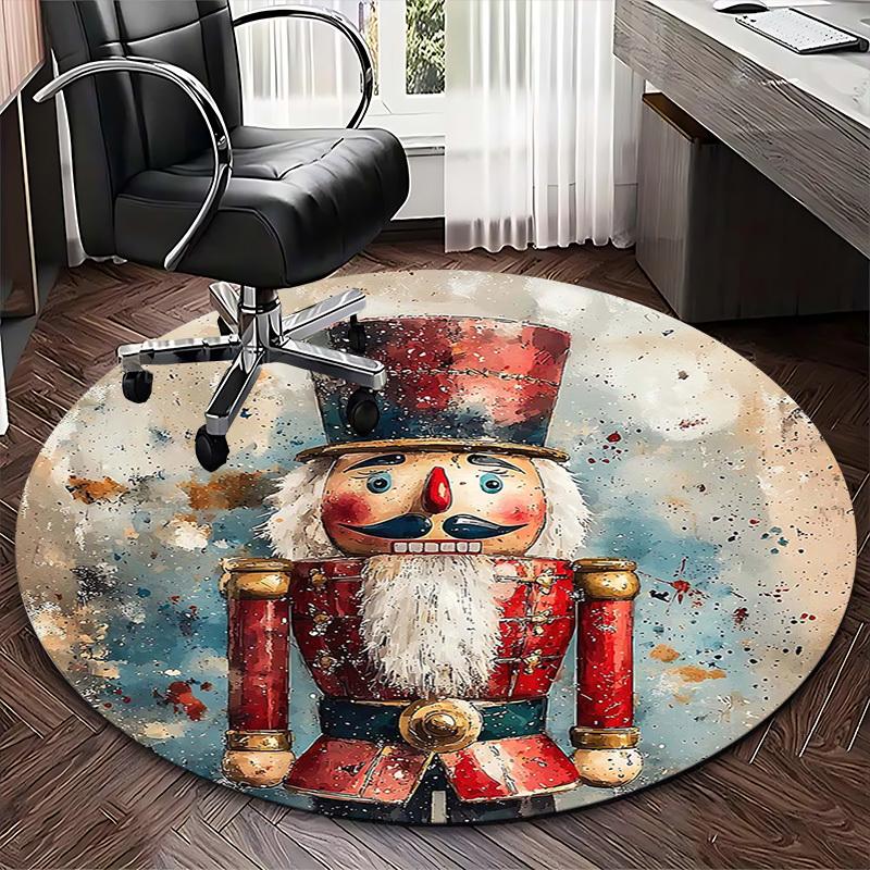 1pc Christmas Nutcracker Chair Mat - Anime Cartoon Design, Non-Slip Carpet for Office Chair, Festive Gift, Seasonal Decor, Living Room, Bedroom, Game