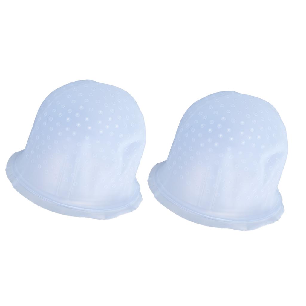 2 Set Silicone Punched Highlight Hair Cap Reusable Professional Hair Dyeing Coloring Staining Cap