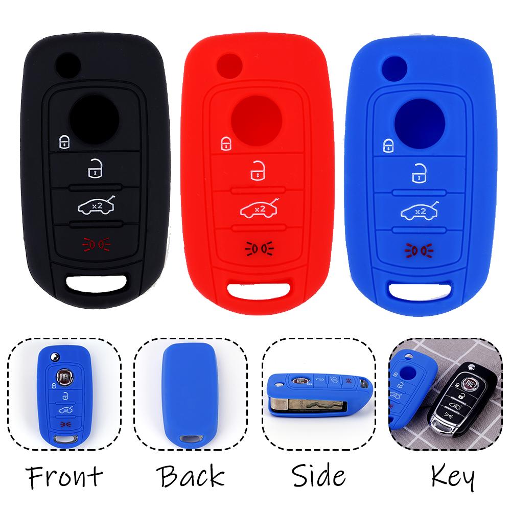 Silikon Klapp Auto Schlüsselhülle Abdeckung Schale für FIAT Tipo Toro Nuovo Freedom 500X Doblo Argo Grazie Protector Keyless Fernbedienung Zubehör