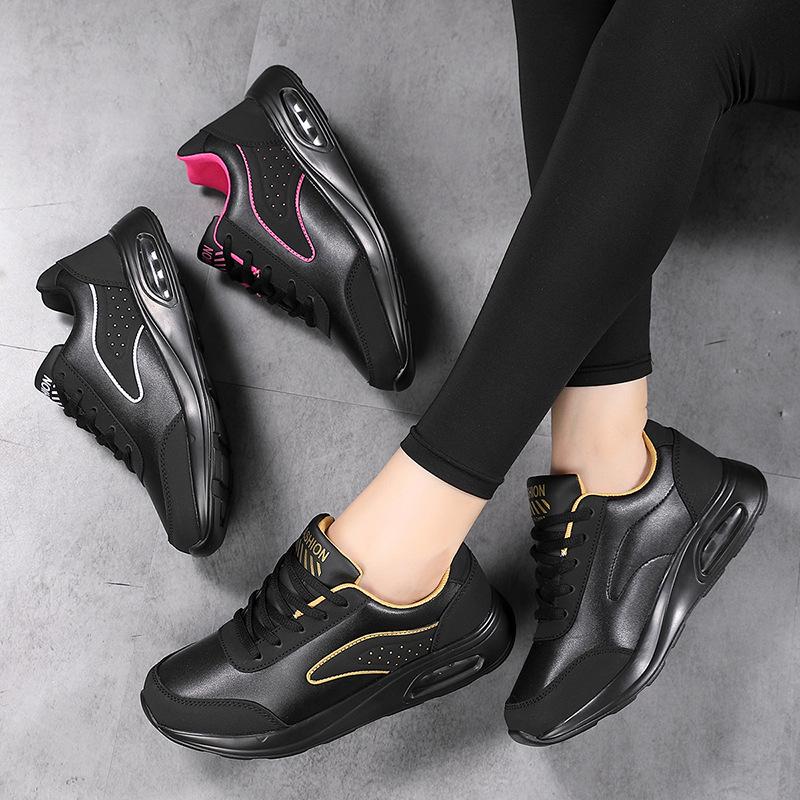 Spring and autumn women's shoes leather shoes autumn and winter PU air cushion sole sports shoes casual shoes