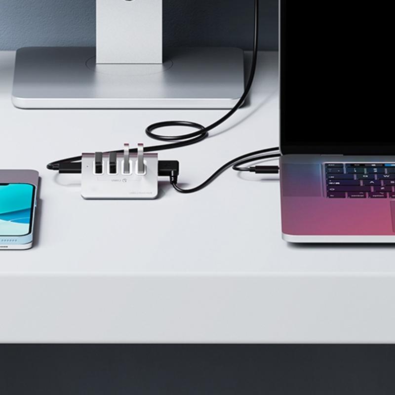 Fast 10Gbps USB Hub,4Port USB 3.2 Splitter 5V3A Power Supply, Aluminum USB Splitter for PC Accessories Metal Shell