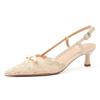 Bow Lace Embroidered Pointed Toe Stilettos - Women's Slimming Hollow High Heels for Summer