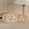 Nordic GH8053 LED Wall Clock: Multifunctional Wood Grain Style, Can Stand or Hang