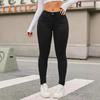 Jeans da donna in denim elasticizzato a vita alta, pantaloni skinny a matita sollevaglutei, da donna, lunghezza intera, slim, tinta unita