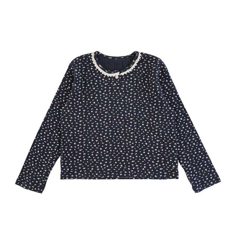 Yoyou Girls  Floral Lace Collar Long Sleeve T-Shirt 90