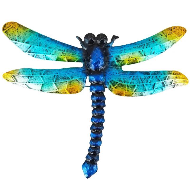1 Pcs Outdoor Courtyard Garden Fence Iron Art Pendant Home Decoration Crafts Metal Dragonfly Wall Decoration