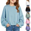 Girls' Fashion Casual Ruffled Sweatshirt Top with Elastic Cuffs for Everyday Wear