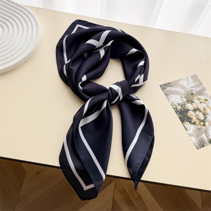 Women S Plaid Printed Silk Like Square Scarf For Sun Protection