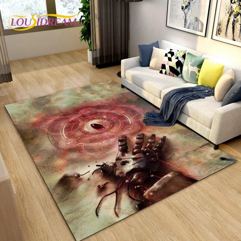 Anime Fullmetal Alchemist Area Rug Large,Carpet Rug for Living Room Bedroom Sofa Doormat Decoration,kids Play Non-slip Floor Mat