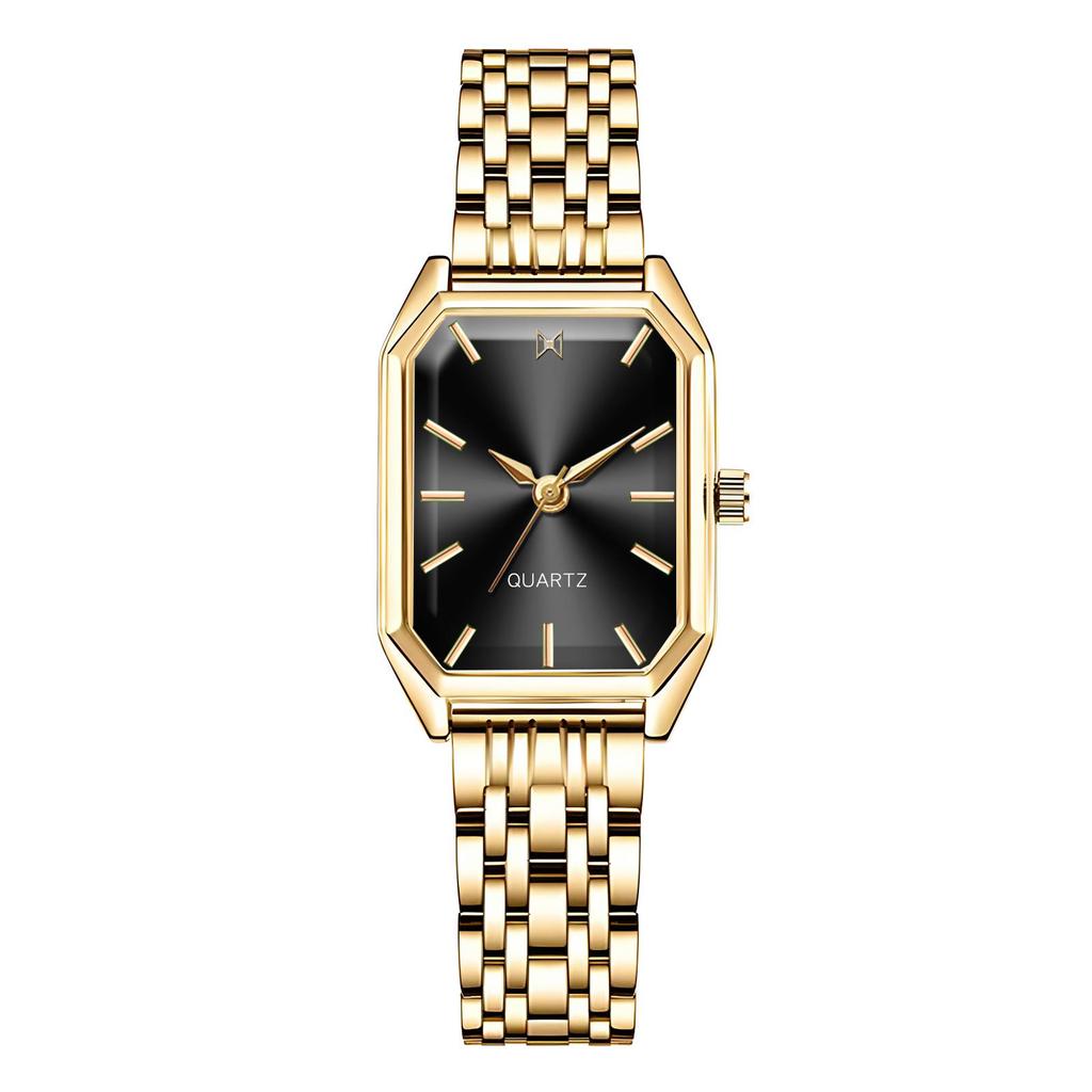 Damen High-End Pfauengrün Rechteckige Stahlbanduhr