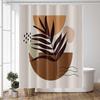 Boho Floral Bathroom Shower Curtain - Tropical Green Leaves, Pink Flowers - Waterproof Polyester Fabric - Mid Century Modern
