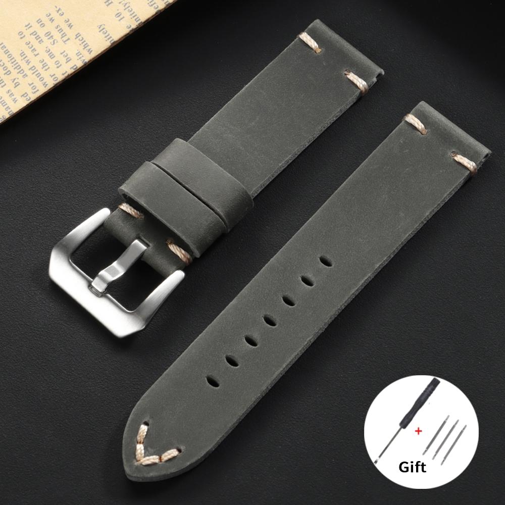 Neues Vintage Lederarmband 18mm 20mm 22mm 24mm 26mm für Panerai Armband für Samsung Watch4/5/6/7 40mm 44mm Klassisches Business-Band