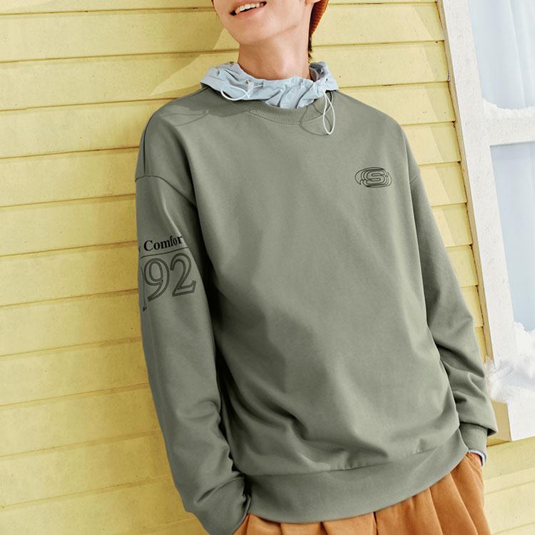 Skechers Retro Sports Loose Fit Crewneck Sweatshirt Unisex Sweatshirt Laurel-Oak Gray L324U096-04AU