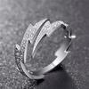 Punk Hip Hop Silver Color Zircon Lightning Open Rings for Men Fashion Jewelry Gift Creative Adjustable Ring