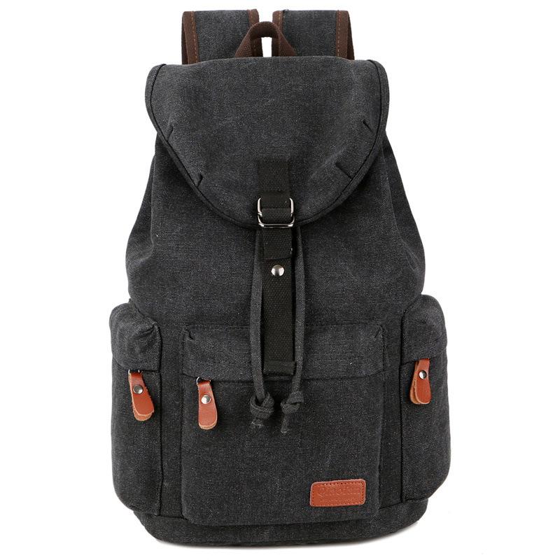 Fashion Trend Retro Backpack Men's Casual Canvas Travel Women's Backpack Bucket Bag High School Student School Bag Men