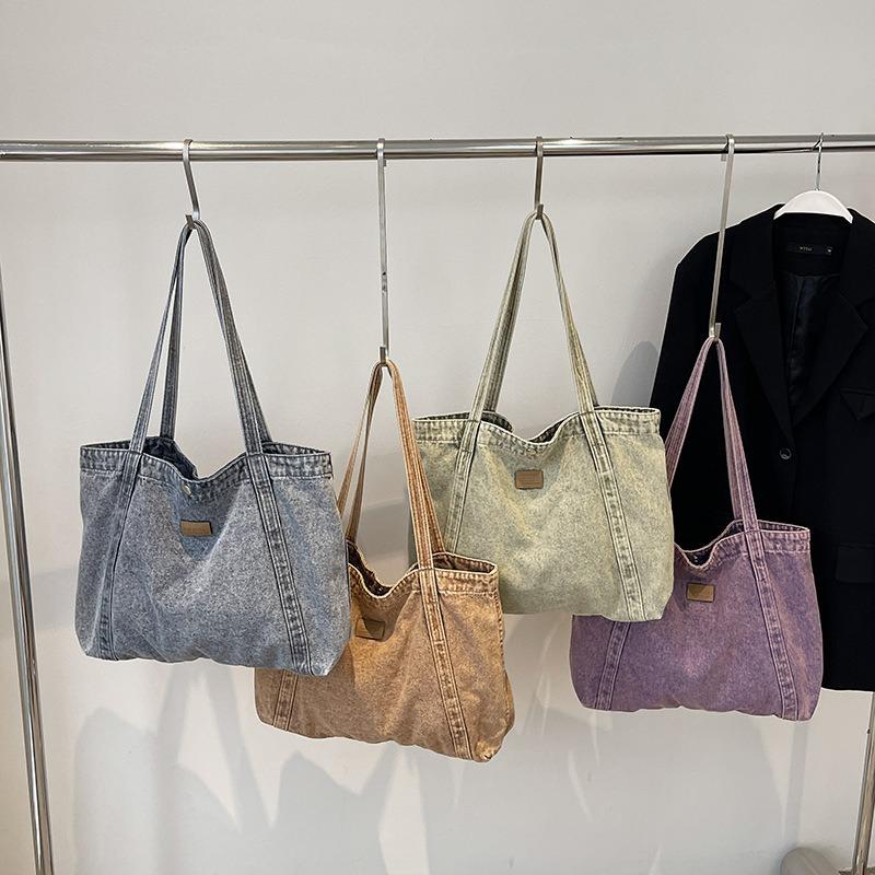 Customized Vintage Denim Bag for Women 2025 New Small Retro Shoulder Bag Casual Tote Bag