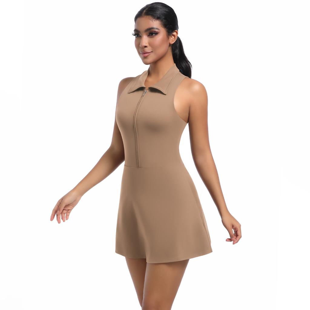 Yoga Zipper Jumpsuit Nessaj Women High Elastic Fitness Sleeveless Romper Solid Color Skirts One Piece Suits