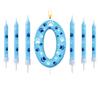 0-9 Blue and White Dog Birthday Candle Cake Top Digital Birthday Candle, Used for Boy and Girl Dog Claw Decoration Candles