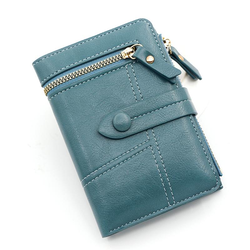 Women's Classic Vintage Style Short Wallet, Leather Card Holder, Coin Purse, Clutch Bag