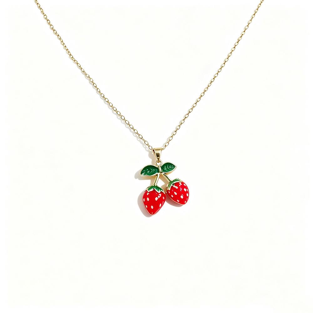 Strawberry Pendant Light Luxury Clavicle Necklace for Children