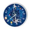 8 Inch Silent Wall Clock PP Battery Operated Kids Wall Clock Space Theme Decor for Home Living Room Bedroom Round