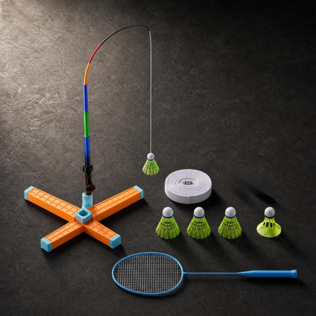 Badminton Rebound Training Device with Water-Fill Base Compact for Amateurs