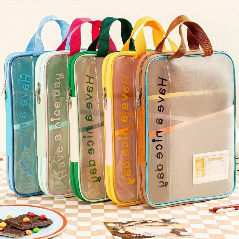 1PC Homework & College Papers Storage Pouch for Books Documents DIY Arts and Crafts Scrapbook Paper Transparent Zipper Document File Pouch