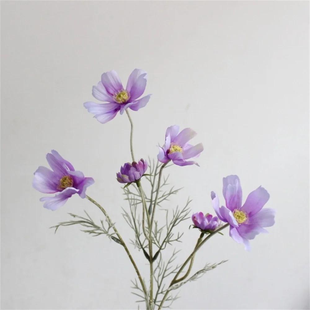 Artificial Gesang Flower Single Branch 4 Fork Queen Cosmos Fake Flower Silk Flower Bouquet Living Room Wedding Home Decoration