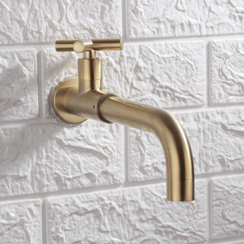TLXT Dopamine Brushed Gold Wall-Mounted Sink Faucet