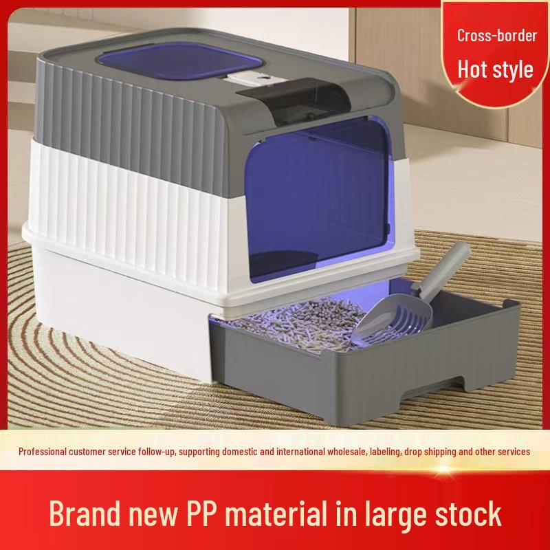 Spacious Enclosed Cat Litter Box with Anti-Splash Design and Easy-Clean Drawer