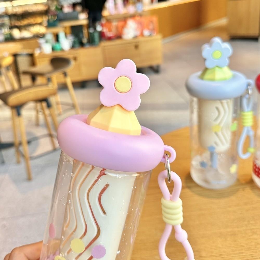 Cute 700ml Flower Tea Glasses Large Capacity Leak Proof Water Bottle with Straw Straw Cup for Girls