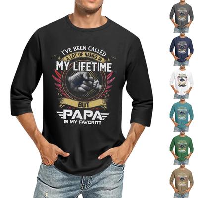 Men'S Round Neck Three-Quarters Sleeve Top Casual Fashion T-Shirt