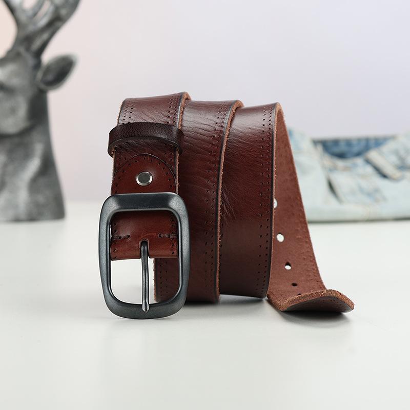 Belt Men'S And Women'S Leather Pure First Layer Cowhide Fashion Trend Retro Old Jeans Handmade Belt
