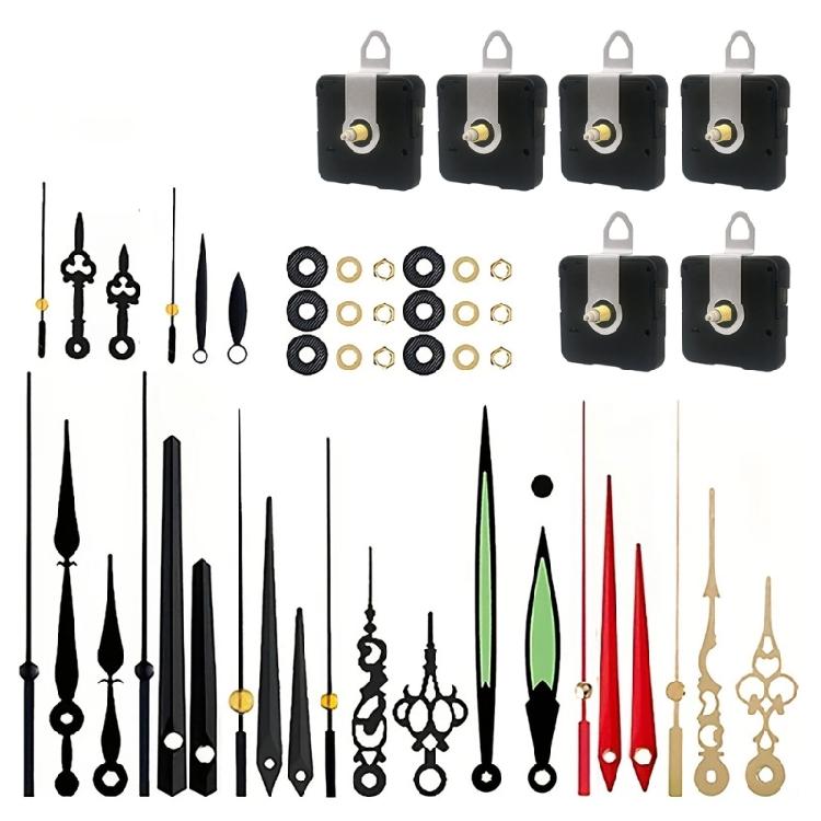 

Precisions 6Pcs Quiet Clock Movement Set Plastic Mechanism with Different Pairs of Hands for Smooth Timekeeping Repair 1