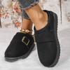 Snow Boots Women Winter Cashmere Warm Thick Soles Without Heel-covered Hair Half Slipper Cotton Shoes Cashmere Warm Boots
