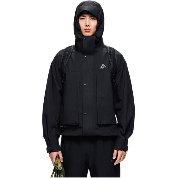 Anta Waterproof Windproof Breathable And Quick Dry Windbreaker Jacket Men's Basic Black 952437608-4