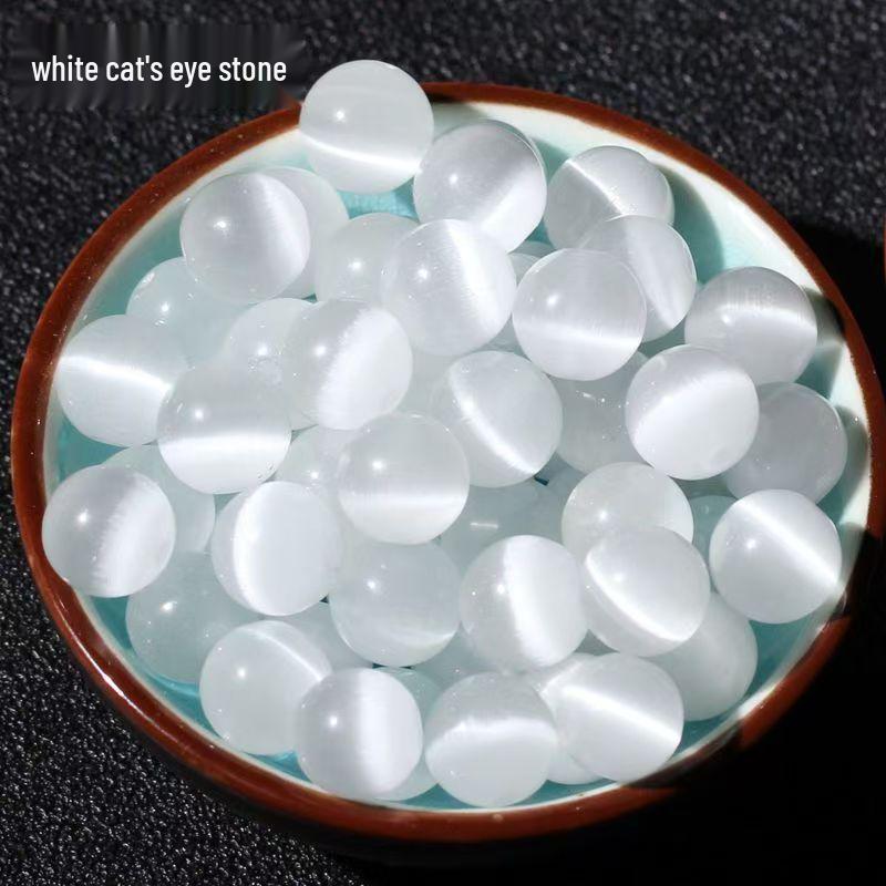 Pink and White Cat s Eye Crystal Beads - Round DIY Jewelry Accessories 6mm