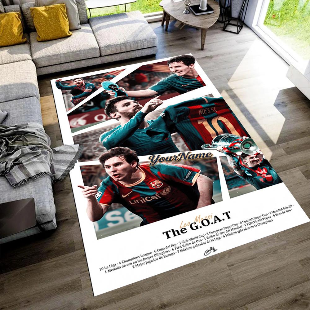 Messi Personalized Name Floor Mat Perfect for Dormitory Dining Room Balcony Foyer Antislip Carpet Anime Office Decor Perfect Gift for Friends & Family