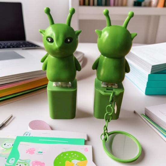 1/2/3Pcs Green Aliens Button Keychain Fidget Toy with Sound LED Lights Stress Anxiety Relief Keyboard Clicker Decompression Button Sensory Toy