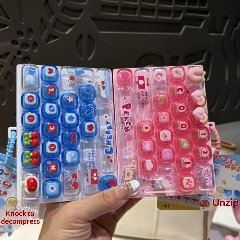 Cute Cherry Themed Fidget Keyboard Toy Stress Relief Lovely Cartoon Prints For Relaxation Office Leisure Teen Gifts