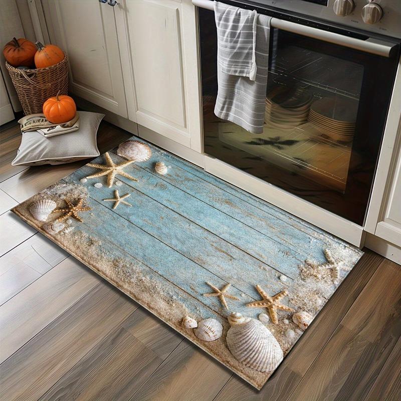 Beach Starfish Pattern Door Mat Living Room Entrance Entrance Carpet Home Decoration Kitchen Bathroom Absorbent Floor Mat