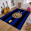 Inter Milan Logo On Striped Blue-Black Background Patterned Carpet, Non Slip Mat Suitable for Living Room and Bedroom Sofas