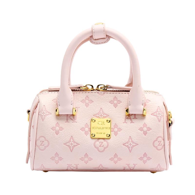 Fashionable and Popular Embossed Boston Bag, High-end Pink Hand-held Pillow