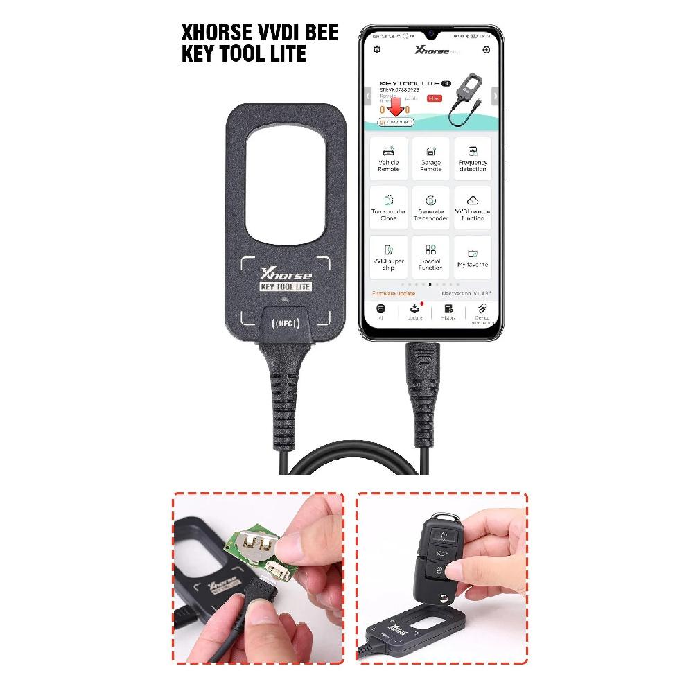 Xhorse VVDI BEE Key Tool Lite Frequency Detection Transponder Clone XKB501EN Wire Key Android Super Chip 4D4C Key Programmer