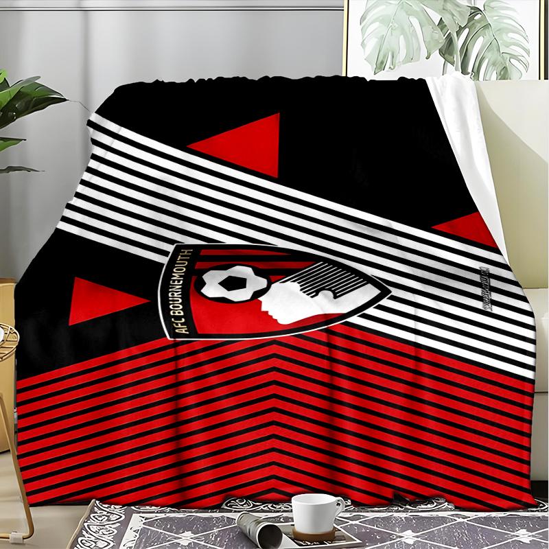 1PC Soccer Ball Afc Crest Printed Soft Flannel Blanket Throw for Adult Bedroom Living Room Sofa Camping Travel Fan Gifts Christmas Gifts