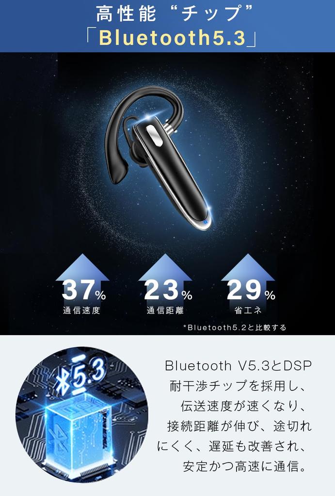 Bluetooth Single Ear Wireless Ear 15 Hours of Continuous LED Battery Level Charging Case Ideal for Business Working from Web and Compatible with