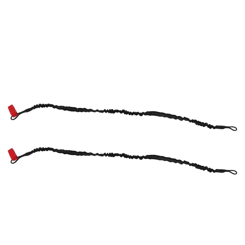 2Pcs Kayak Paddle Leash Nylon Rubber Corrosion Resistant Stretchable Anti Loss Rope Kayak Rod Leash Black